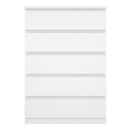 Rackhams Naia Chest of 5 Drawers in White High Gloss - White - High Gloss - Melamine - thumbnail 2