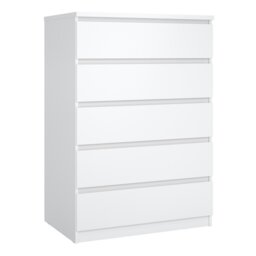 Rackhams Naia Chest of 5 Drawers in White High Gloss - White - High Gloss - Melamine
