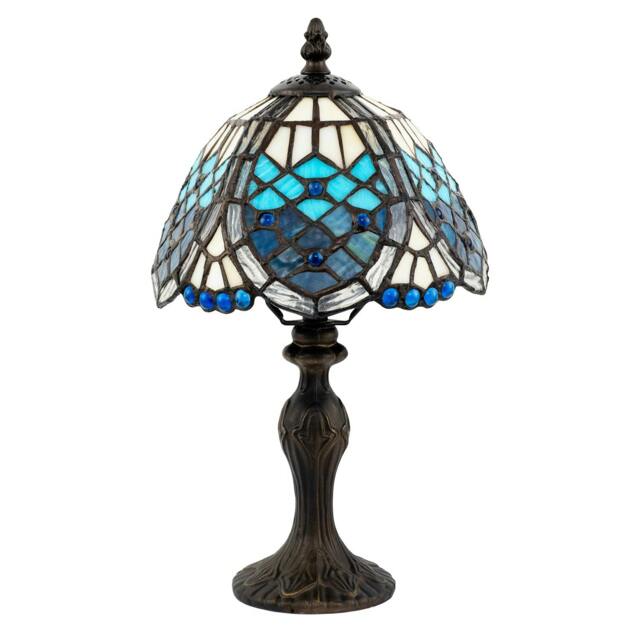 Rackhams Sleek Hand Crafted Beaded Tiffany Table Lamp in Midnight and Sky Blue - image 1