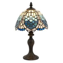 Rackhams Sleek Hand Crafted Beaded Tiffany Table Lamp in Midnight and Sky Blue - thumbnail 2