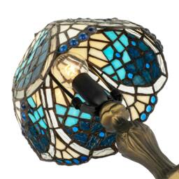 Rackhams Sleek Hand Crafted Beaded Tiffany Table Lamp in Midnight and Sky Blue - thumbnail 4