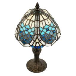 Rackhams Sleek Hand Crafted Beaded Tiffany Table Lamp in Midnight and Sky Blue - thumbnail 5