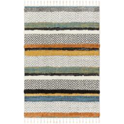 Rackhams Lofty-Shaggy Off-White Black Yellow Vintage Boho Plush Soft Pile Fringe Rug - 60 x 90 cm - thumbnail 3
