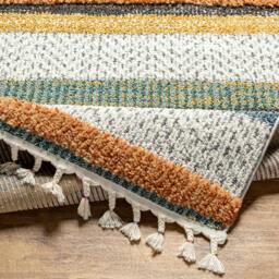 Rackhams Lofty-Shaggy Off-White Black Yellow Vintage Boho Plush Soft Pile Fringe Rug - 60 x 90 cm - thumbnail 5