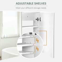 Rackhams 80 x 15 cm Double Door Bathroom Mirror Cabinet - White - thumbnail 5