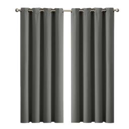 Rackhams Thick Blackout Curtains 2 Panels Thermal Eyelet Ring Top 117x183 Washable - thumbnail 1