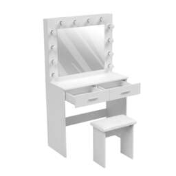 Rackhams 80cm W New Hollywood Dressing Table Set with Large Lighted Mirror - thumbnail 5