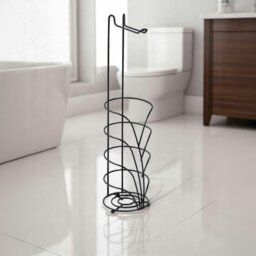Rackhams Vertu Black Toilet Roll Holder & Spare Combination - thumbnail 1