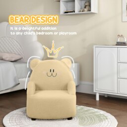 Rackhams Kids Armchair, Bear Shaped Toddler Chair for Bedroom - Khaki - thumbnail 4