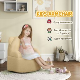 Rackhams Kids Armchair, Bear Shaped Toddler Chair for Bedroom - Khaki - thumbnail 5