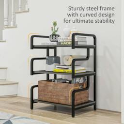 Rackhams 3-Tier Printer Stand with Storage Shelves, Printer Table, 55 x 40 x 77cm Printer Shelf for Home Office, Study, Black - thumbnail 5