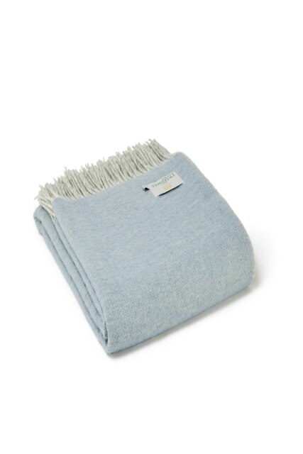 Rackhams 100% Pure British New Wool Dartmoor Throw Blanket Made in Wales - Blue - image 1