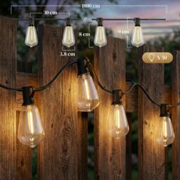 Rackhams 50 LED Curtain Lights, IP44 Waterproof Fairy Curtain Lights, Warm White - LED Curtain Lights - 50 bulbs - 1800 x 3.8 x 9 cm - thumbnail 3