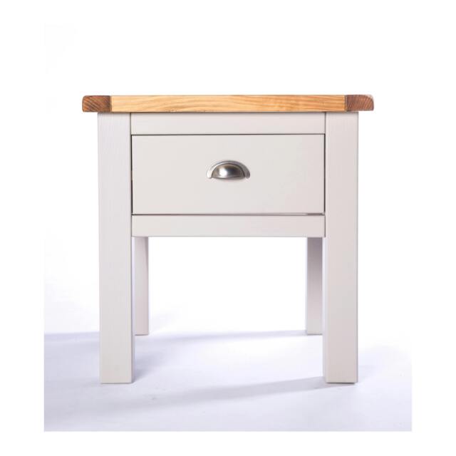 Rackhams Argenta Light Grey 1 Drawer Side Table Satin Chrome Cup - image 1