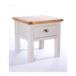 Rackhams Argenta Light Grey 1 Drawer Side Table Satin Chrome Cup - thumbnail 2