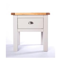 Rackhams Argenta Light Grey 1 Drawer Side Table Satin Chrome Cup