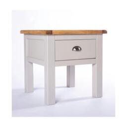 Rackhams Argenta Light Grey 1 Drawer Side Table Satin Chrome Cup - thumbnail 3