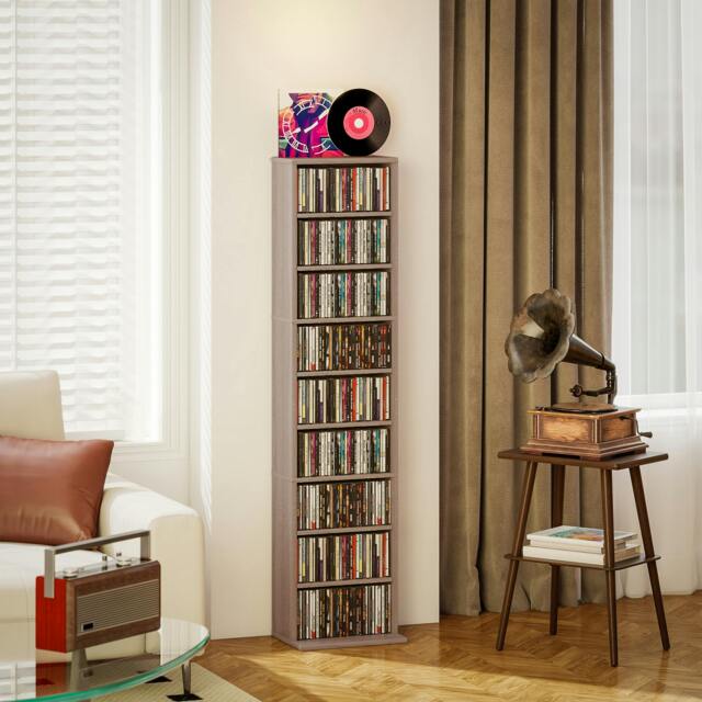 Rackhams 260 CD Storage Unit 120 DVD Storage Tower with 9 Compartments Natural - Natural wood finish - Particleboard - CD storage tower - image 1