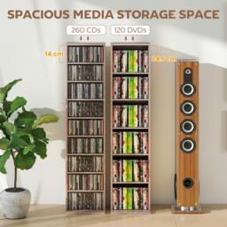 Rackhams 260 CD Storage Unit 120 DVD Storage Tower with 9 Compartments Natural - Natural wood finish - Particleboard - CD storage tower - thumbnail 5