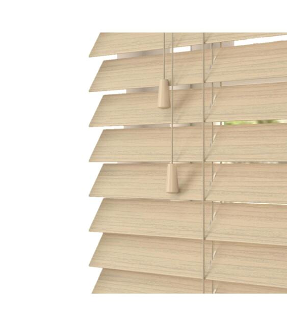 Rackhams Natural Oak Faux Wood Venetian Blinds with String (130cm Drop) - 140cm - image 1
