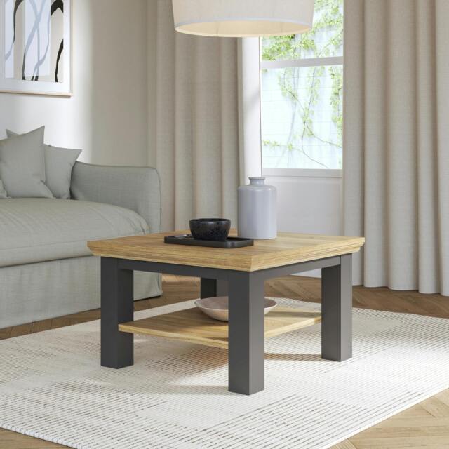 Rackhams Pontypool Small Coffee Table with Shelf in Wolfram Grey and Mauvella Oak - 43.4 x 70 x 70 cm - 1 - Wood - image 1