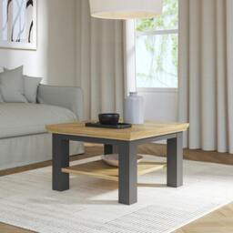 Rackhams Pontypool Small Coffee Table with Shelf in Wolfram Grey and Mauvella Oak - 43.4 x 70 x 70 cm - 1 - Wood - thumbnail 1