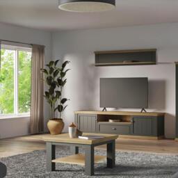 Rackhams Pontypool Small Coffee Table with Shelf in Wolfram Grey and Mauvella Oak - 43.4 x 70 x 70 cm - 1 - Wood - thumbnail 5