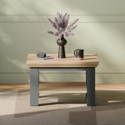 Rackhams Pontypool Small Coffee Table with Shelf in Wolfram Grey and Mauvella Oak - 43.4 x 70 x 70 cm - 1 - Wood - thumbnail 6