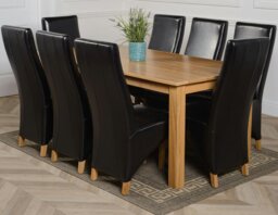 Rackhams Oslo 180 x 90cm Large Oak Dining Set with Lola Leather Chairs - 6 chairs - Ivory - thumbnail 3