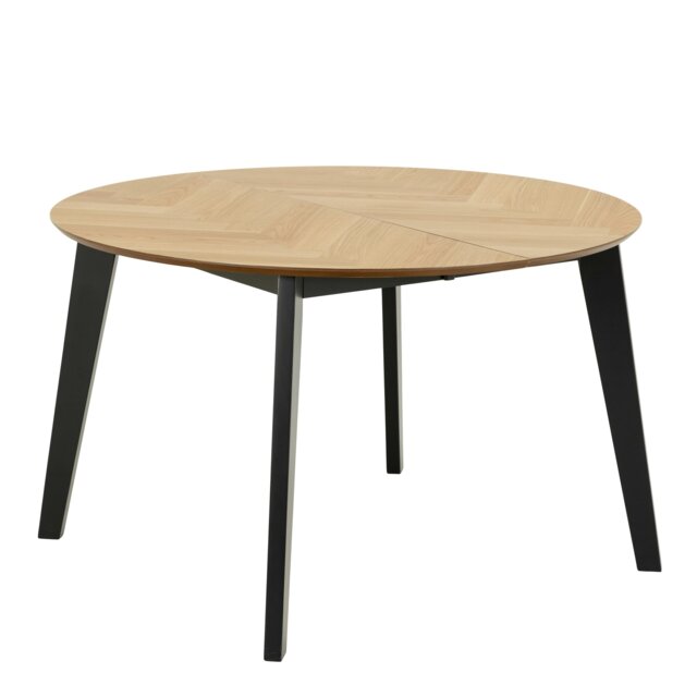 Rackhams Georgetown Round Dining Table in Oak & Black - Black - No - Brown - image 1