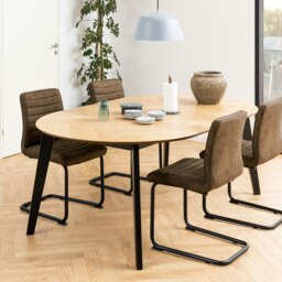 Rackhams Georgetown Round Dining Table in Oak & Black - Black - No - Brown - thumbnail 6