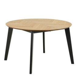 Rackhams Georgetown Round Dining Table in Oak & Black - Black - No - Brown