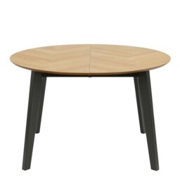 Rackhams Georgetown Round Dining Table in Oak & Black - Black - No - Brown - thumbnail 2