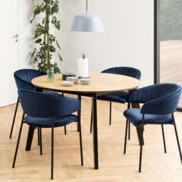Rackhams Georgetown Round Dining Table in Oak & Black - Black - No - Brown - thumbnail 4