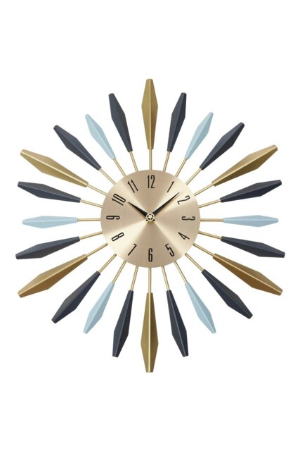 Rackhams Metal Starburst Decorative Wall Clock - Gold - image 1