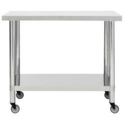 Rackhams Kitchen Work Table with Wheels 80x60x85 cm Stainless Steel - thumbnail 3