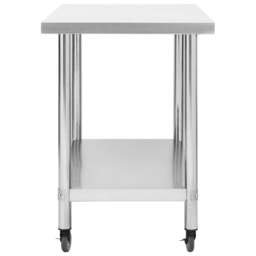 Rackhams Kitchen Work Table with Wheels 80x60x85 cm Stainless Steel - thumbnail 4