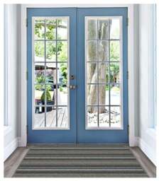 Rackhams Stockholm Lead/Light Blue Washable Mat - 57X90 cm - thumbnail 2