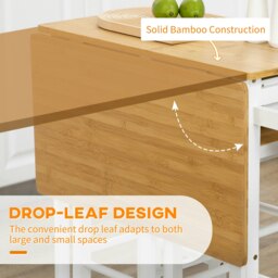 Rackhams Bamboo Breakfast Cart with Drop Leaf Table and 2 Stools - thumbnail 5
