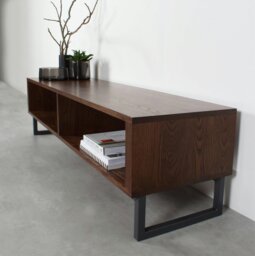 "Rackhams Henley TV Stand On Minimalist Square Legs - Medium 120cm (47"") wide - Iroko - 15cm (6"") high" - thumbnail 5