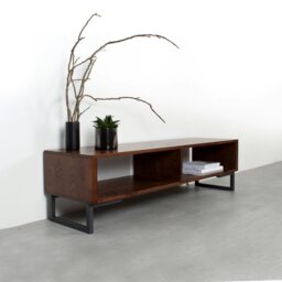 "Rackhams Henley TV Stand On Minimalist Square Legs - Medium 120cm (47"") wide - Iroko - 15cm (6"") high" - thumbnail 2