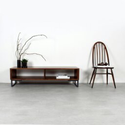 "Rackhams Henley TV Stand On Minimalist Square Legs - Medium 120cm (47"") wide - Iroko - 15cm (6"") high" - thumbnail 3