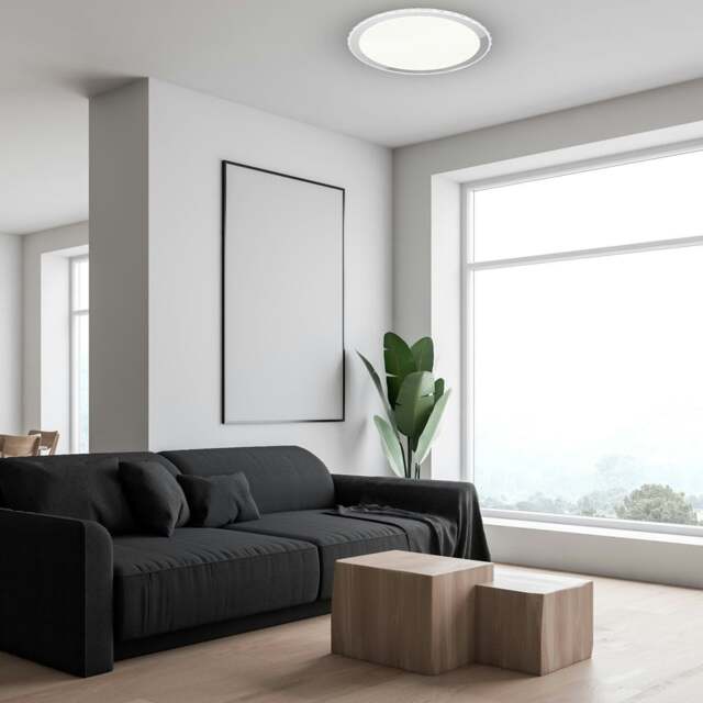 Rackhams Layla Stylish White Ceiling Lamp 66W Led Dimmable With Invluded Remote Shade Designed To Give The Effect Of A Starry Sky - image 1