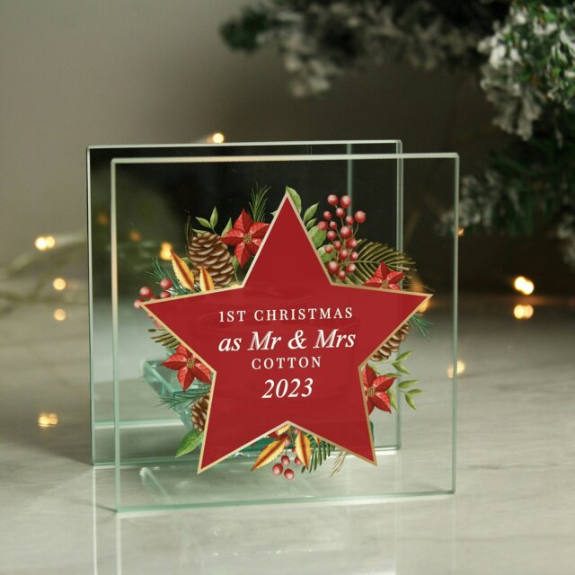 Rackhams Personalised Christmas Glass Tea Light Candle Holder - image 1