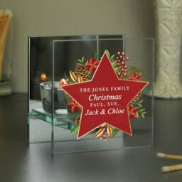 Rackhams Personalised Christmas Glass Tea Light Candle Holder - thumbnail 2