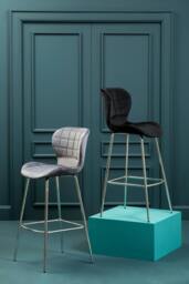Rackhams Warton Grey Velvet Bar Chair - thumbnail 3