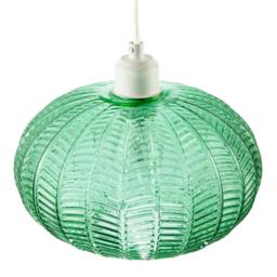 Rackhams Emerald Green Glass Globe Pendant Light Shade with 3D Vertical Ribbing - thumbnail 3