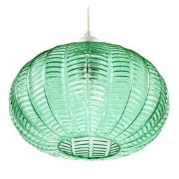 Rackhams Emerald Green Glass Globe Pendant Light Shade with 3D Vertical Ribbing - thumbnail 4