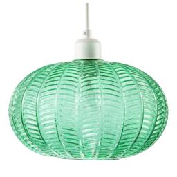 Rackhams Emerald Green Glass Globe Pendant Light Shade with 3D Vertical Ribbing - thumbnail 6