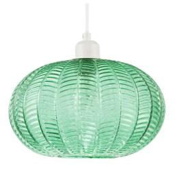 Rackhams Emerald Green Glass Globe Pendant Light Shade with 3D Vertical Ribbing - thumbnail 1